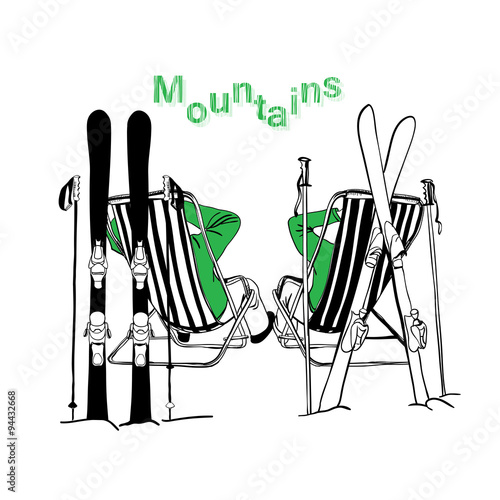 skiers on vacation with skiings