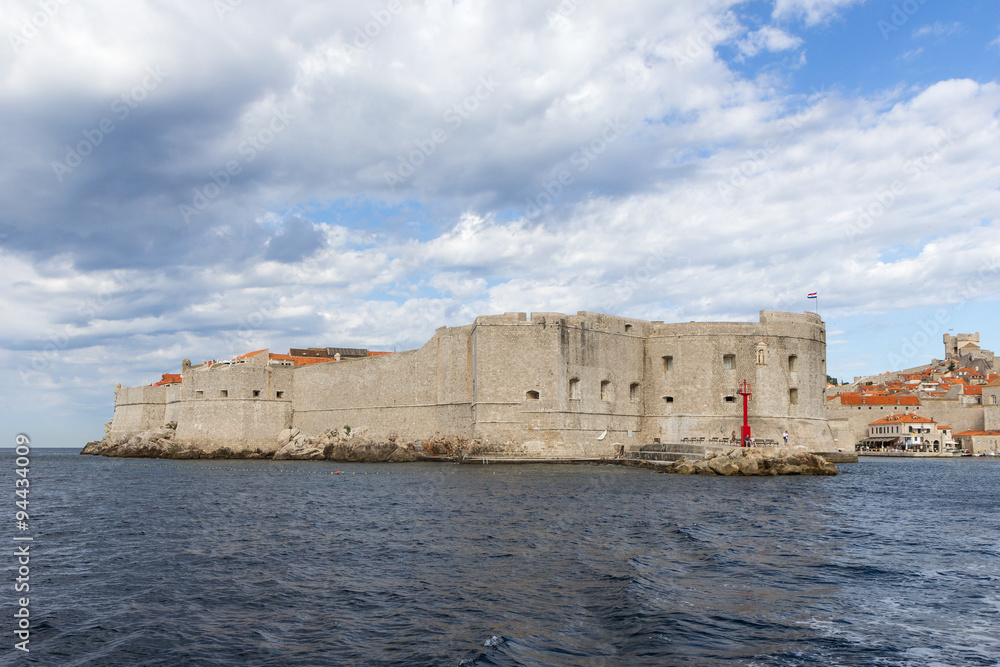 City Walls in Dubrovnik, Croatia, viewed from the ocean.