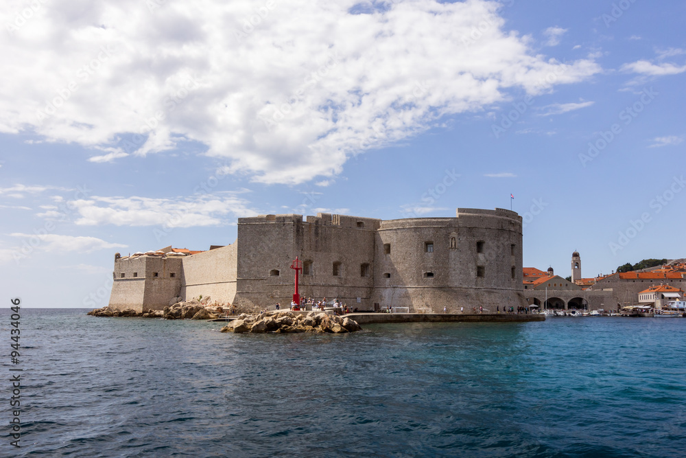 City Walls in Dubrovnik, Croatia, viewed from the ocean.