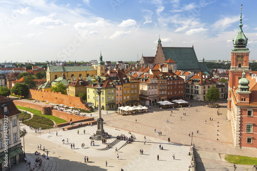 Warsaw Castle Square in the old town, the view from the top.