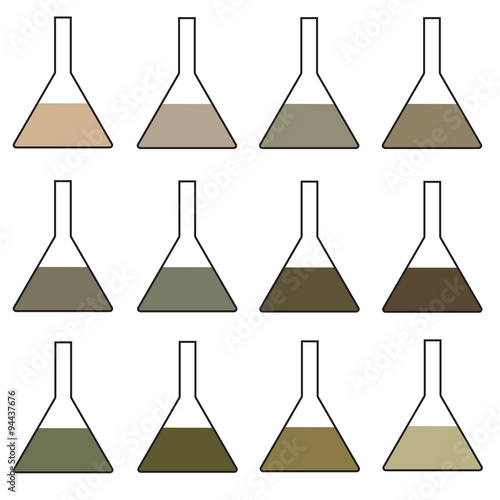 Vector set of flasks for chemical laboratory in various shades