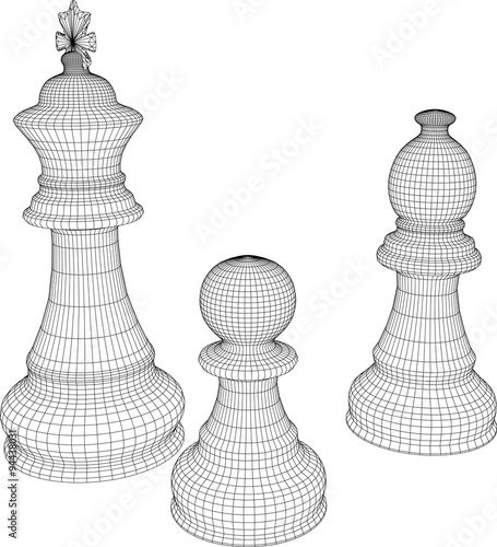 Chess in the vector. The outline of chess. Chess pieces for chess school or chess club.
