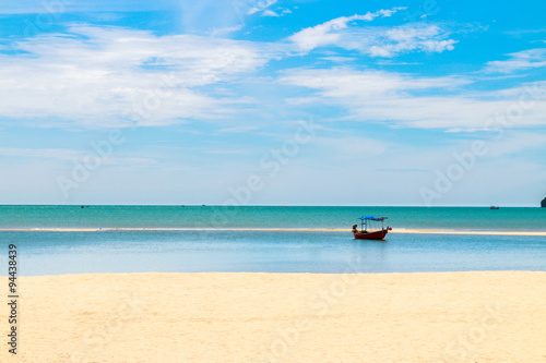 Blue-sky on the beach with sand