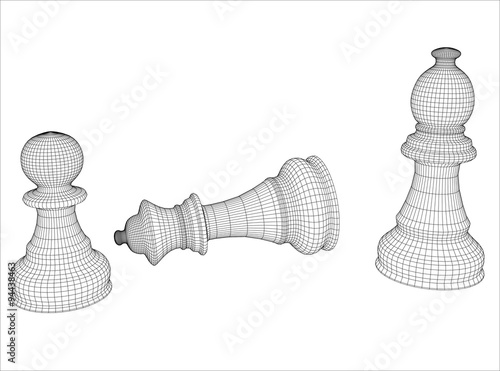Chess in the vector. The outline of chess. Chess pieces for chess school or chess club.