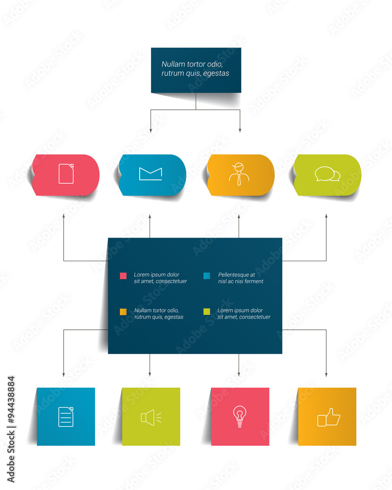 Infographics flowchart. Colored shadows scheme. Stock Vector | Adobe Stock