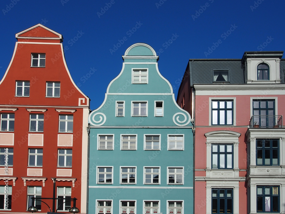 Rostock, historische Giebelhäuser in der Altstadt, Kröpeliner Straße