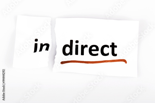 Tableau sur toile The word indirect changed to direct on torn paper