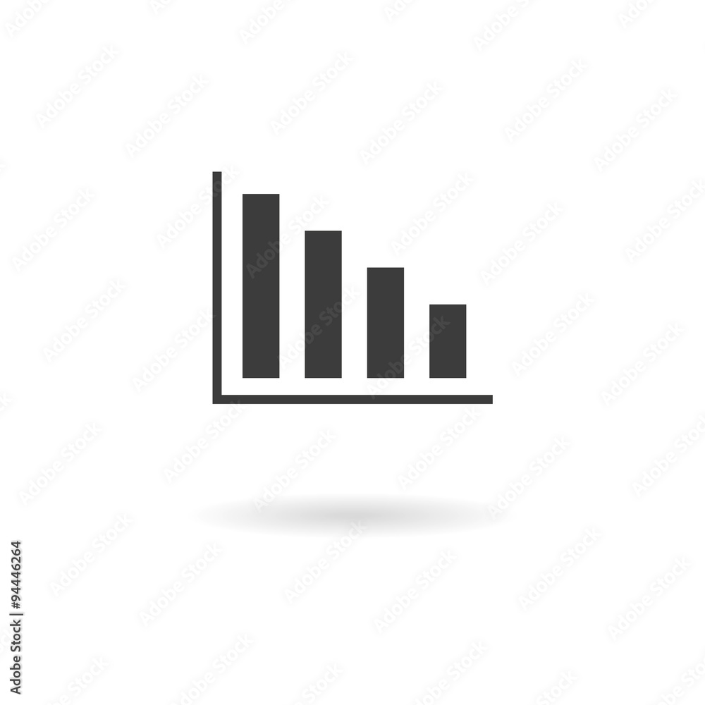 Dark grey icon for graph on white background with shadow Dark grey icon for graph on white background with shadow