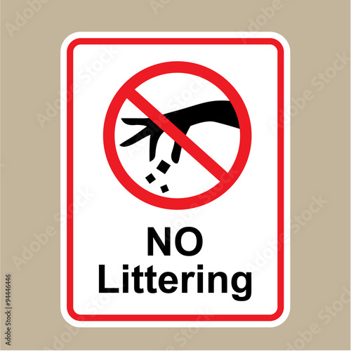 No littering sign Hand gesture red black