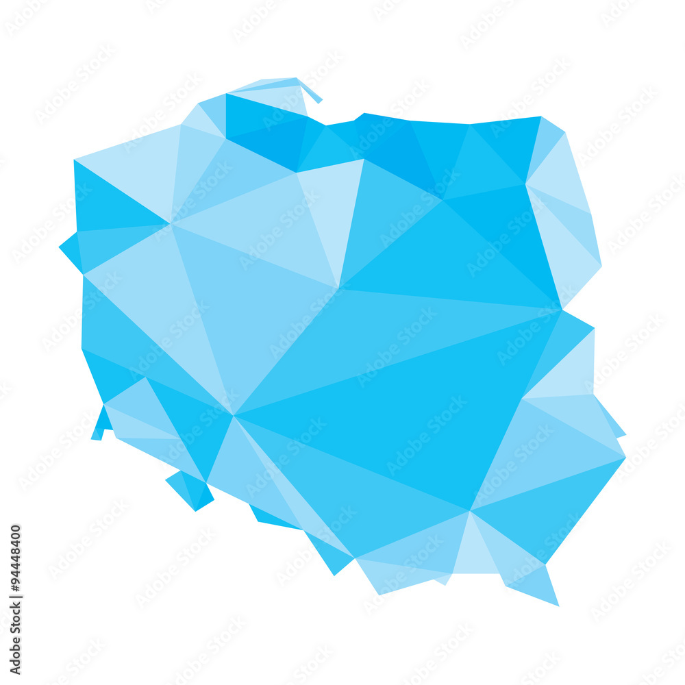 Naklejka premium blue polygonal vector map of Poland