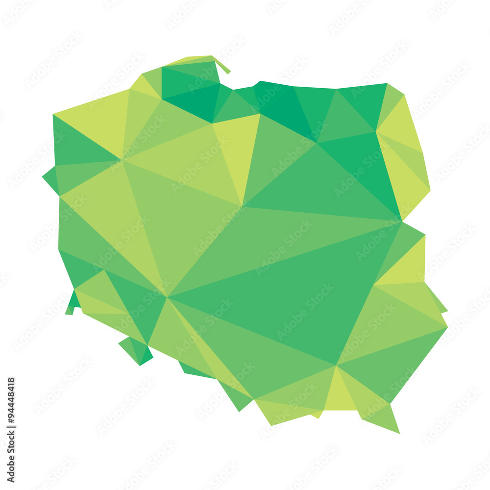Obraz premium green polygonal vector map of Poland