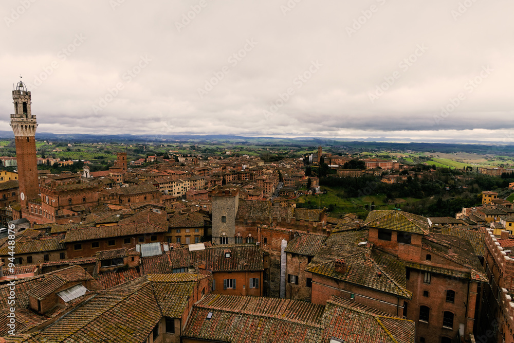 Rooftop view of Siena, Italy.