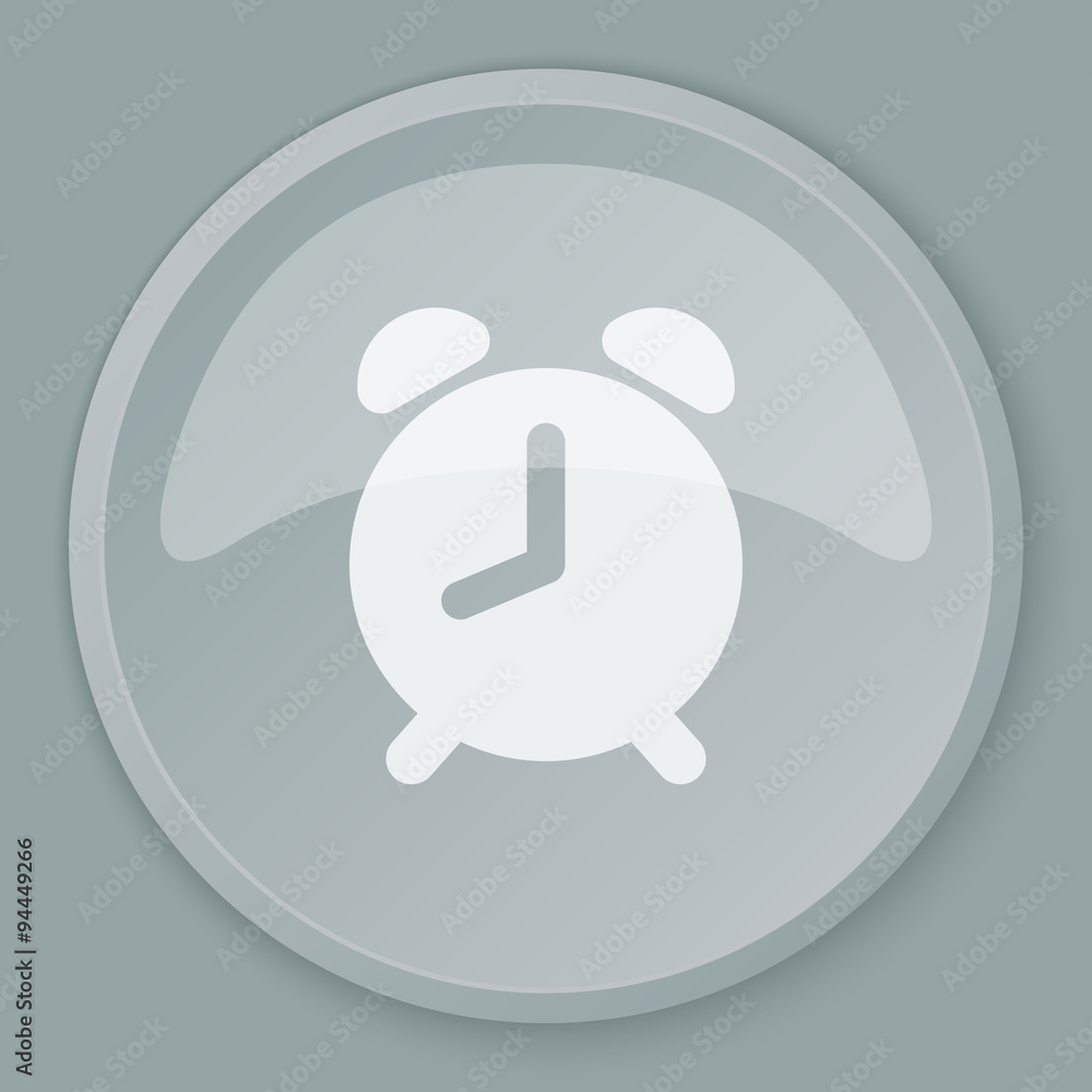 White Alarm Clock icon on grey web button White Alarm Clock icon on grey web button