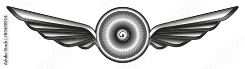 vintage glossy shield with turbine