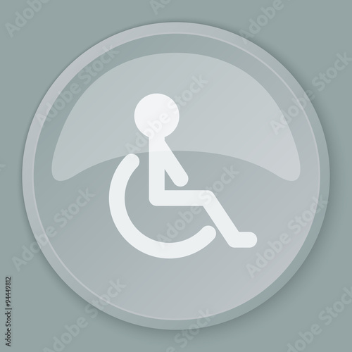 White Wheel Chair icon on grey web button