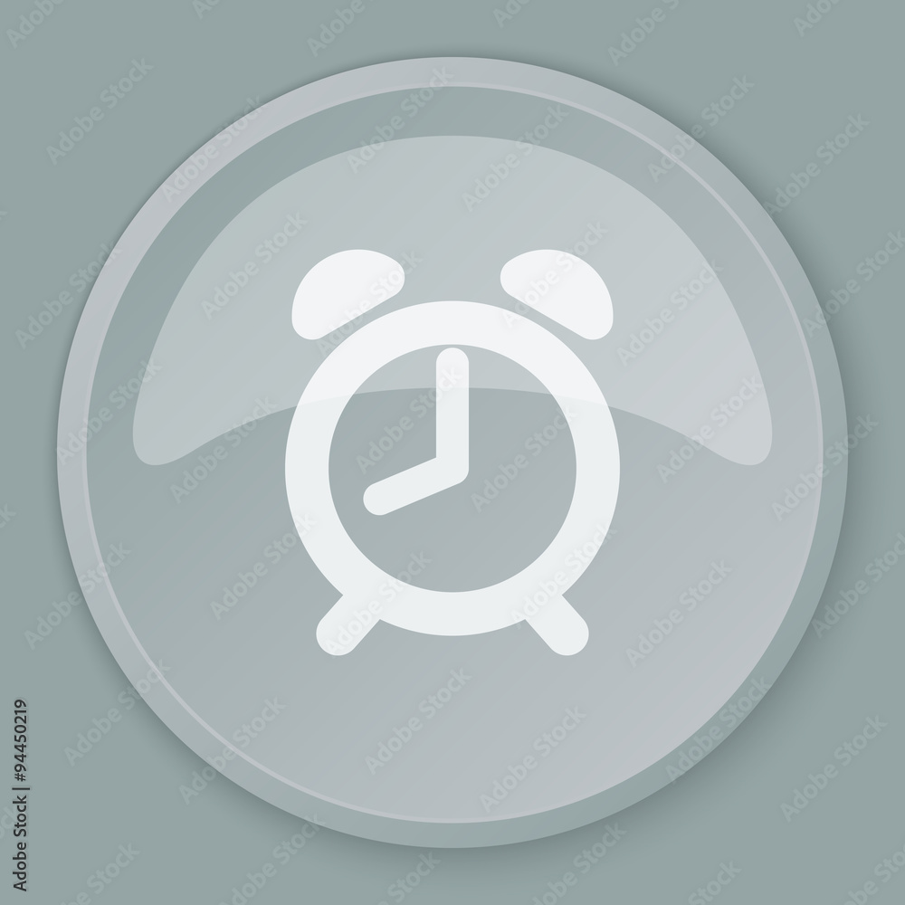 White Alarm Clock icon on grey web button White Alarm Clock icon on grey web button