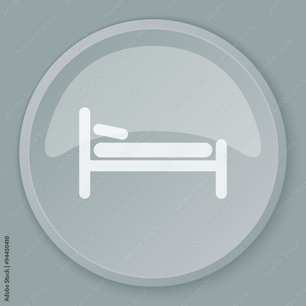 White Bed icon on grey web button White Bed icon on grey web button