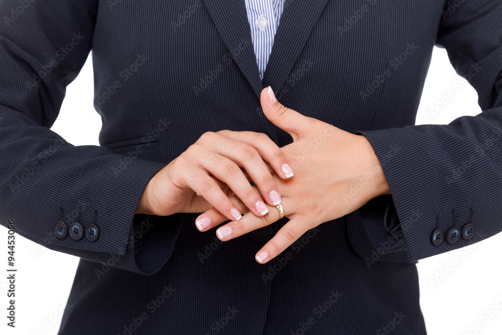 Obraz premium Public speaker making hand gesture