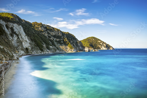 Elba island, Portoferraio Sansone white beach coast. Tuscany, It