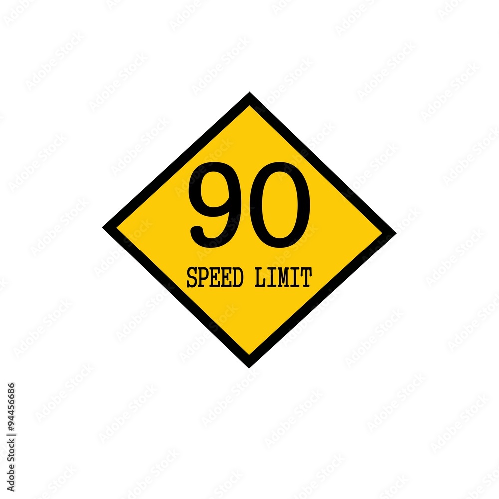 Speed limit 90 black stamp text on background yellow Speed limit 90 black stamp text on background yellow