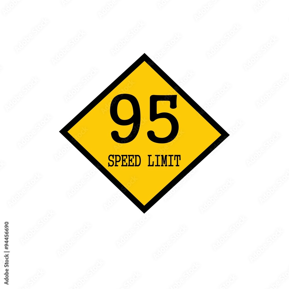 Speed limit 95 black stamp text on background yellow Speed limit 95 black stamp text on background yellow