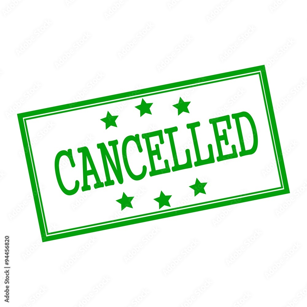 cancelled green stamp text on background white and star cancelled green stamp text on background white and star