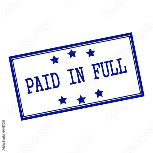 Wallpaper Mural paid in full blue-black  stamp text on background white and star Torontodigital.ca