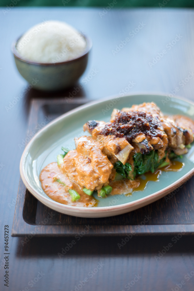 Stir fried peanut sauce. Thai foods. Stir fried peanut sauce. Thai foods.