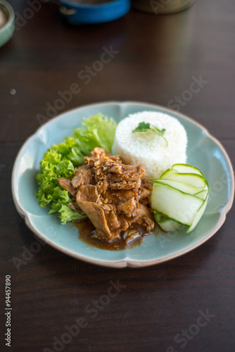 Thailand food, chickenwith garlic and pepper. photo