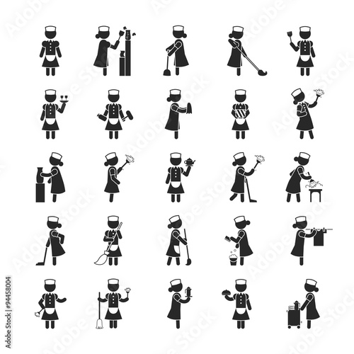 Set of maid  , Human pictogram Icons