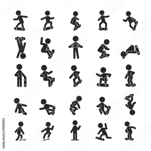 Set of Skateboard Boy  , Human pictogram Icons