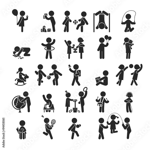 Set of children activities play and learn ,Human pictogram Icons