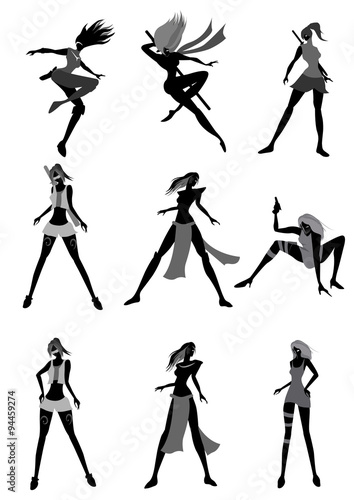女性　アクション　シルエット