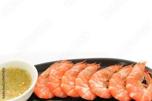 Shrimps with Seafood Sauce , Cooked, Boiled