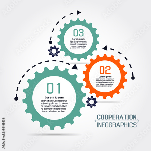 Cooperation infographic with gears