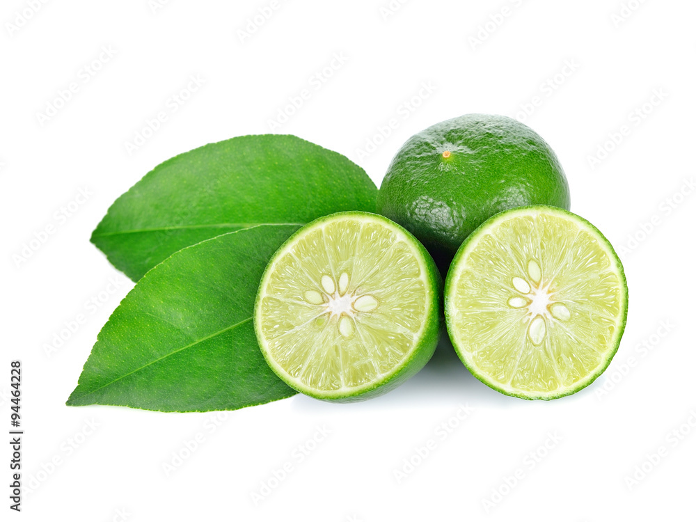 Lime. fruit with a half isolated on white