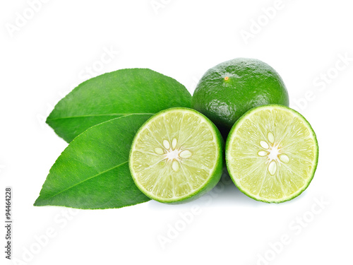 Lime. fruit with a half isolated on white