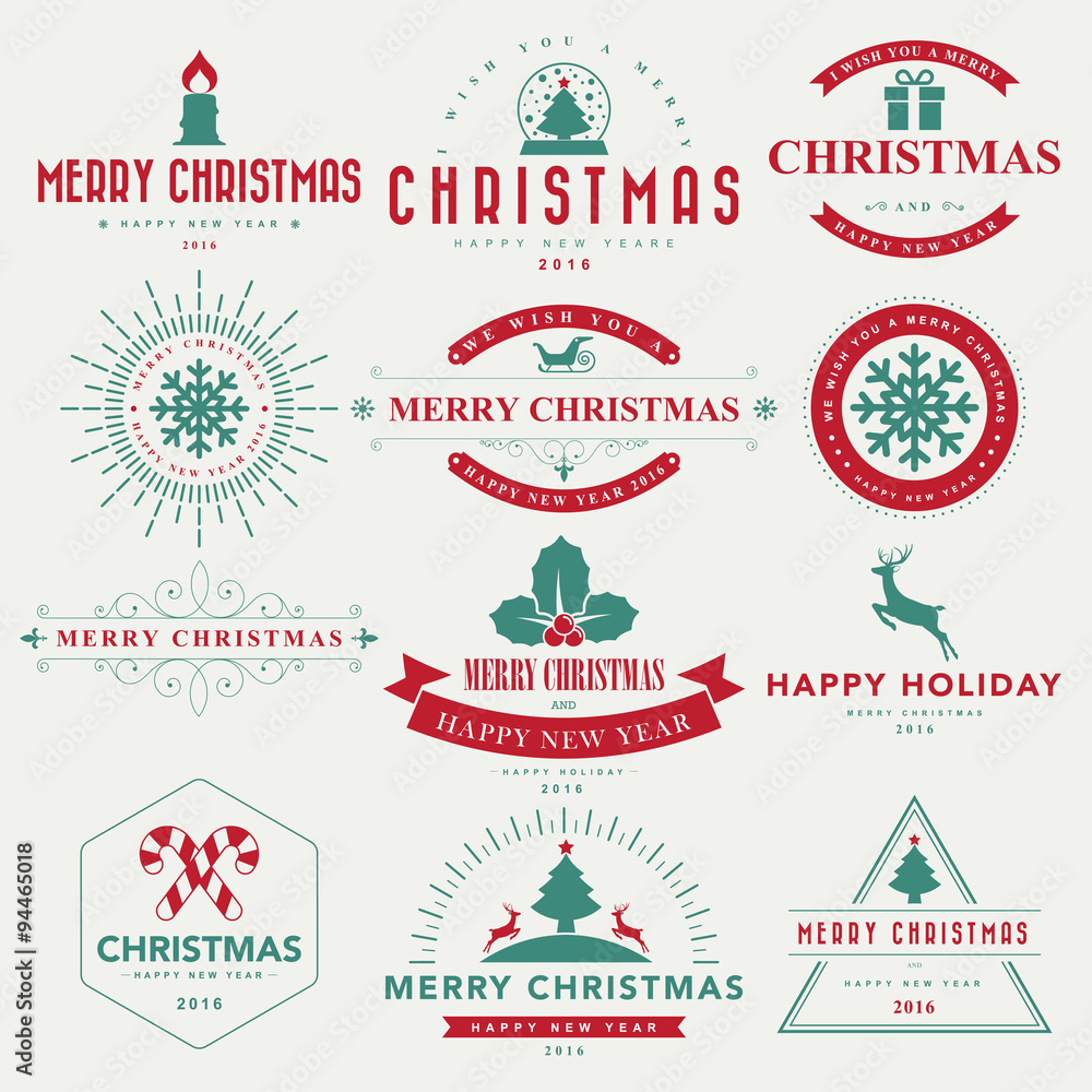 Merry Christmas and Happy New Year typographic background