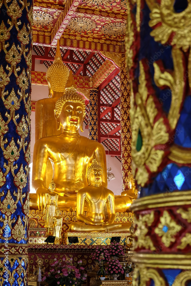 golden buddha statue in wat suan dok temple, chiang mai