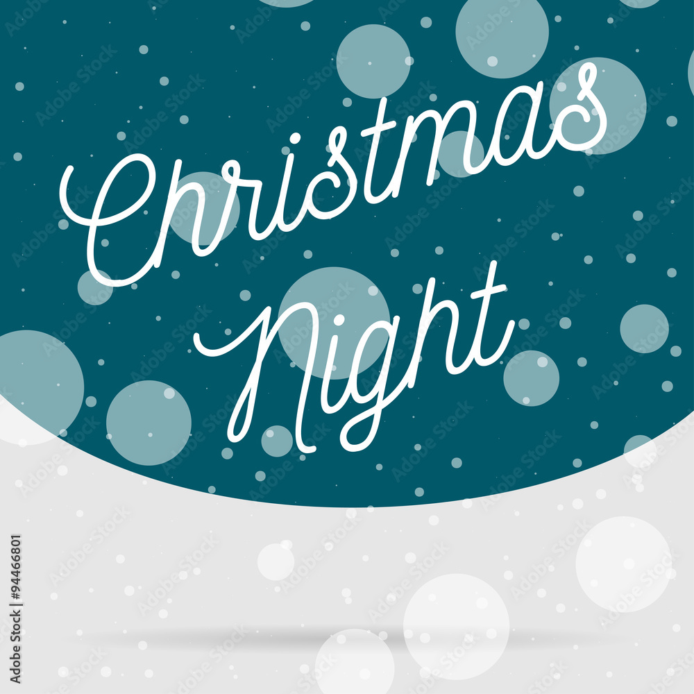 Snowfall Christmas Night vector Card