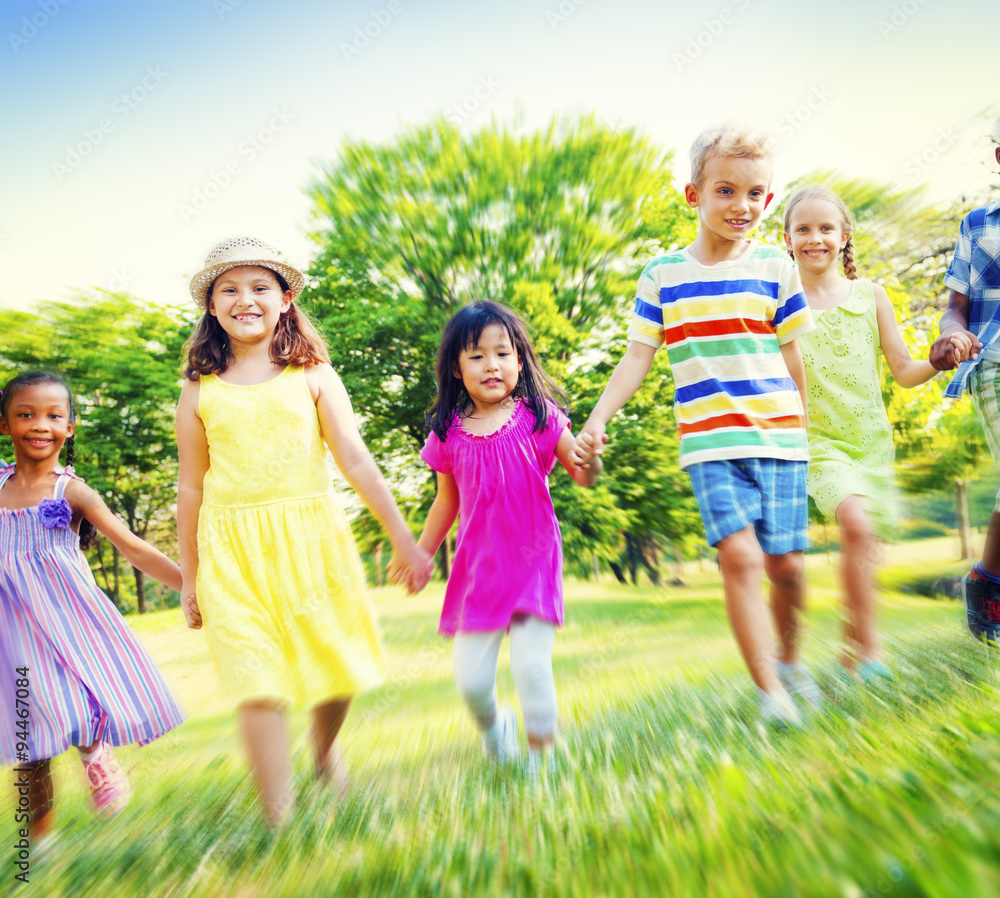 Children Kids Friendship Walking Happiness Concept