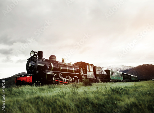 Steam Train In A Open Countryside Natural Scene Concept