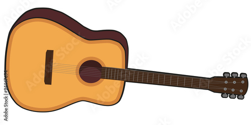 Vector Isolated Acustic Guitar on White Background