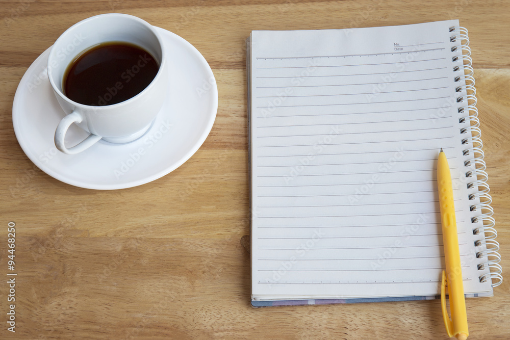 Smartphone, pen and cup of coffee on wood table - Work office supplies Smartphone, pen and cup of coffee on wood table - Work office supplies