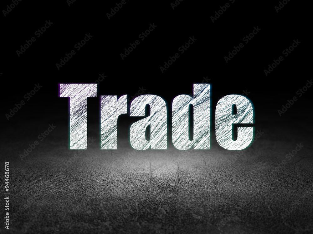Naklejka premium Finance concept: Trade in grunge dark room