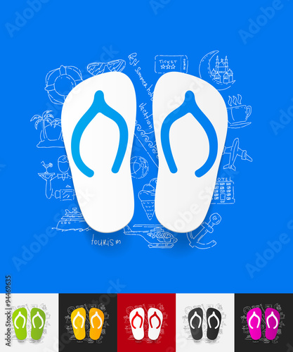 slippers paper sticker with hand drawn elements