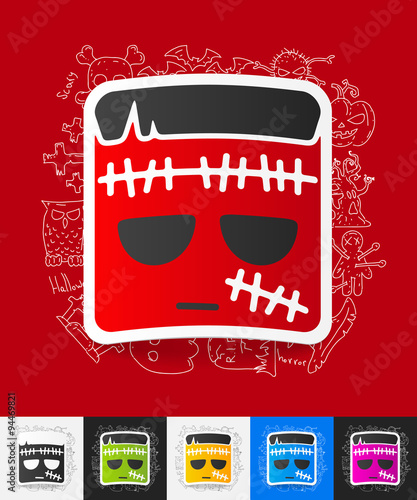 zombie paper sticker with hand drawn elements