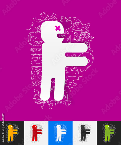 zombie paper sticker with hand drawn elements