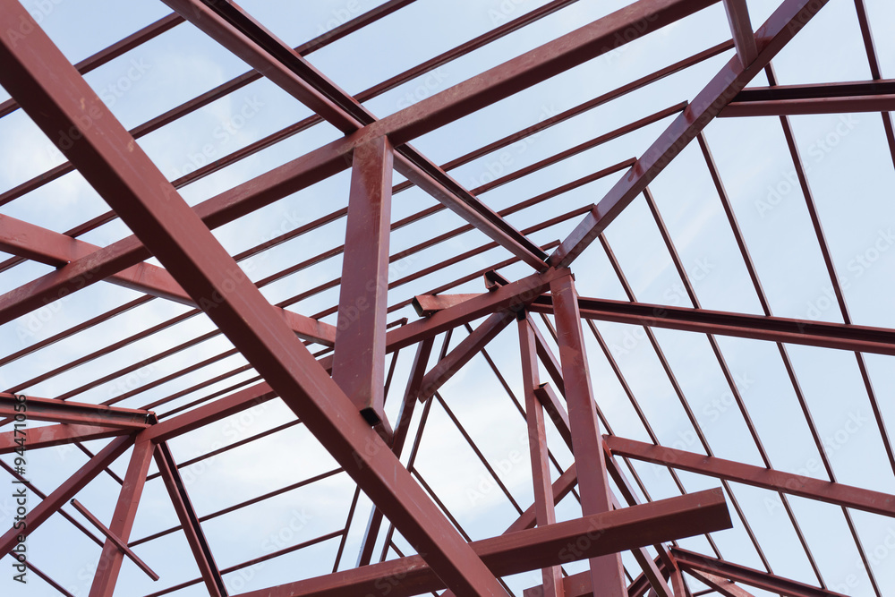 structural steel beam on roof of building residential