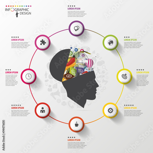 Infographic. Business concept. Colorful circle with icons. Vector illustration